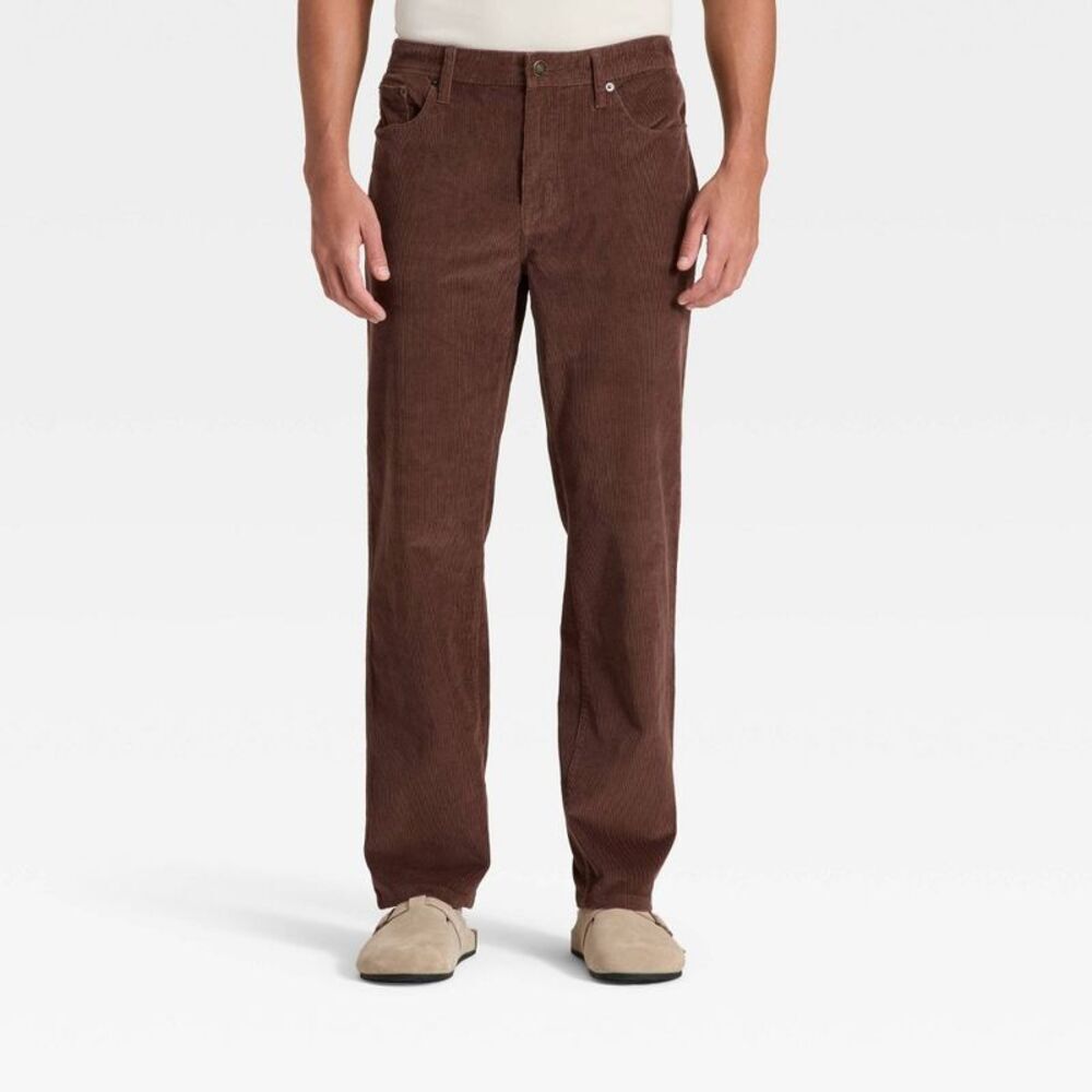 Men's Straight Fit Corduroy 5-Pocket Pants - Goodfellow & Co Brown 30x32